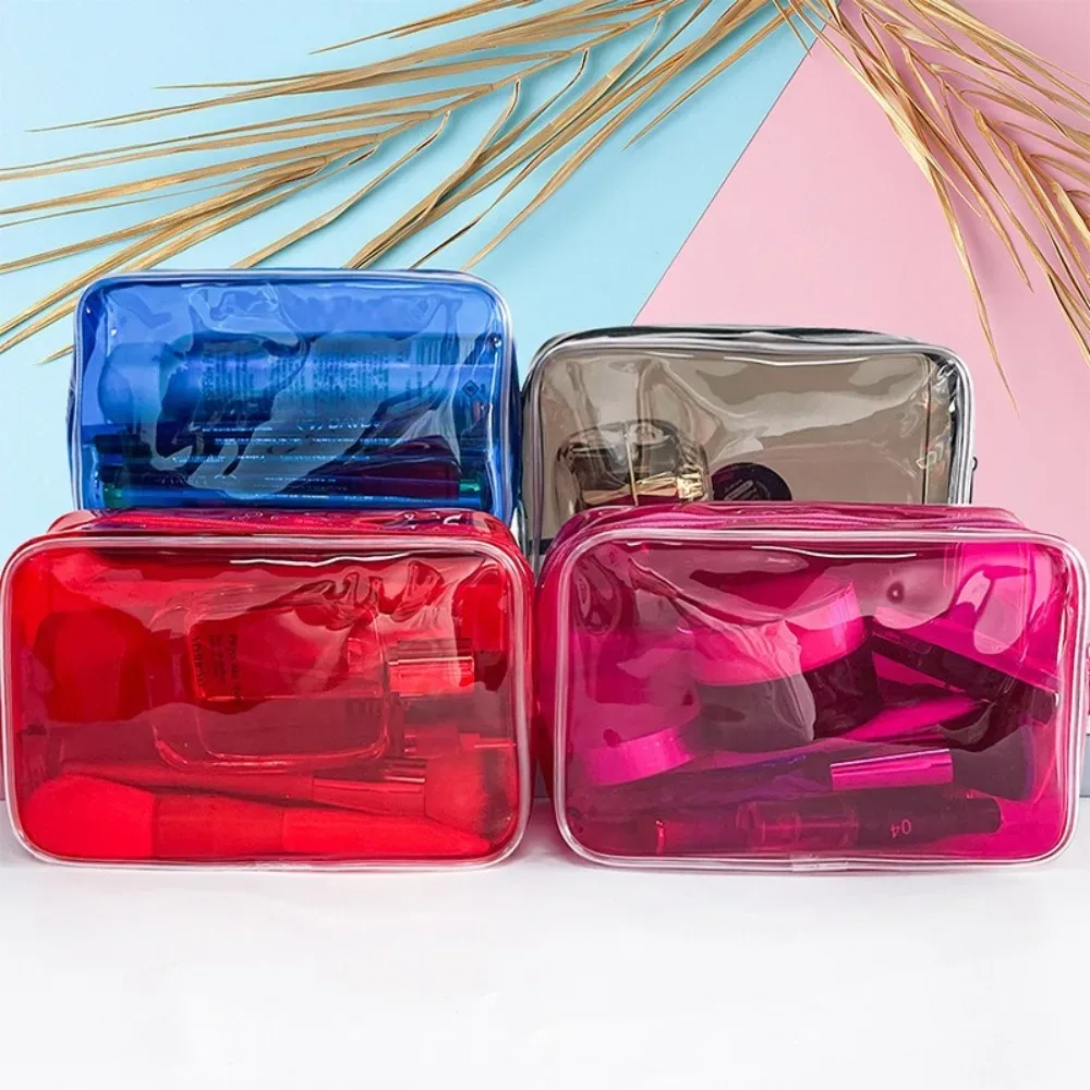 sac de toilette coloré de voyage, sac à maquillage transparent en pvc pour femmes, grande capacité, sac de lav
