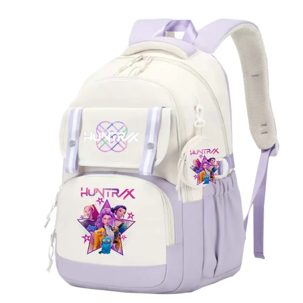 sac d'école kpop demon hunters pour enfants, grande capacité, sac à dos d'étudiant de haute qualité, imprimé avec des personnages de dessins animés mignons, sac à dos de voyage