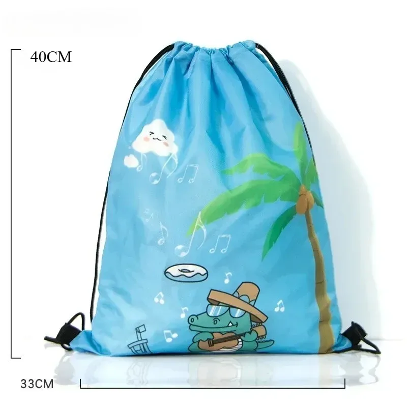 sac à dos à cordon de serrage avec imprimé espace et dessin animé, sac de sport de grande capacité, sac de rangement de voyage imperméable