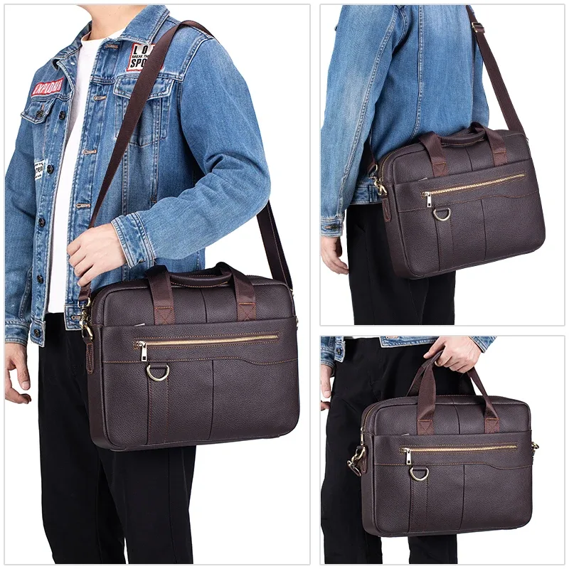 sac à main vintage en cuir véritable pour homme, grand sac pour ordinateur portable, sac de travail en cuir de vachette, sac de voyage d'affaires, sac à bandoulière