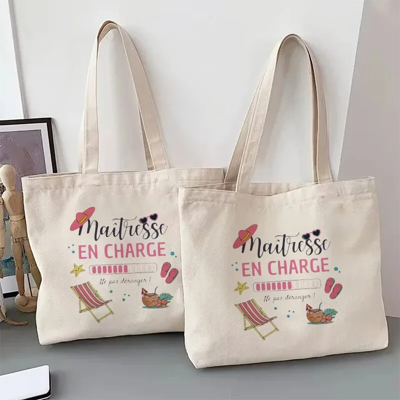 maîtresse en charge sac fourre-tout pour femme, sac à main de vacances tropicales, sac à bandoulière pour voyage, shopping, cadeau de remise de diplôme unique pour enseignant