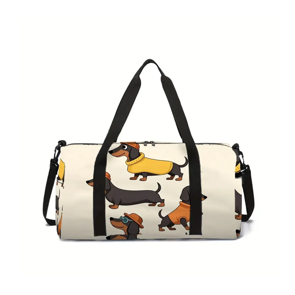 sac de voyage scolaire à motif de chat mignon et de teckel, sac à bagages de grande capacité, dessin animé plat 2d, meilleur cadeau pour garçons et filles, style tendance