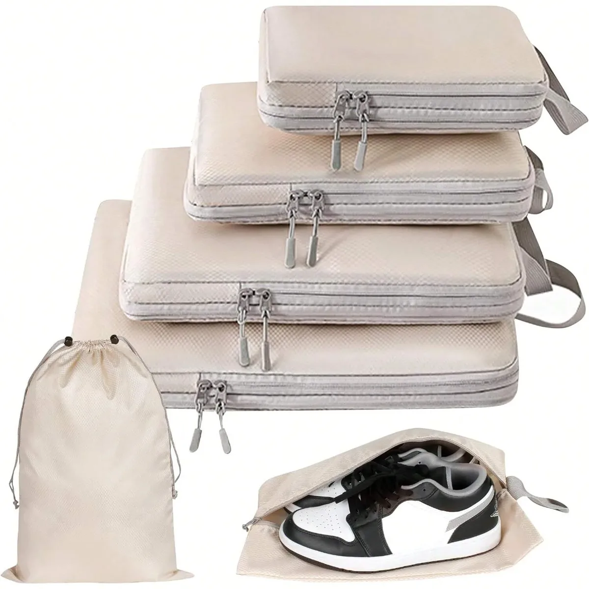 4 pièces/ensemble emballage compressible sac de rangement de voyage cubes valise étanche en nylon portable avec sac à main organisateur de bagages ryanai