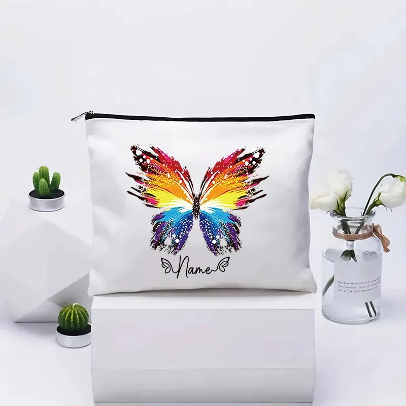 trousse de maquillage personnalisée pour femme, organisateur de toilette, pochette cosmétique de voyage pour cadeau d'anniversaire de demoiselle d'honneur, pochette en toile personnalisable