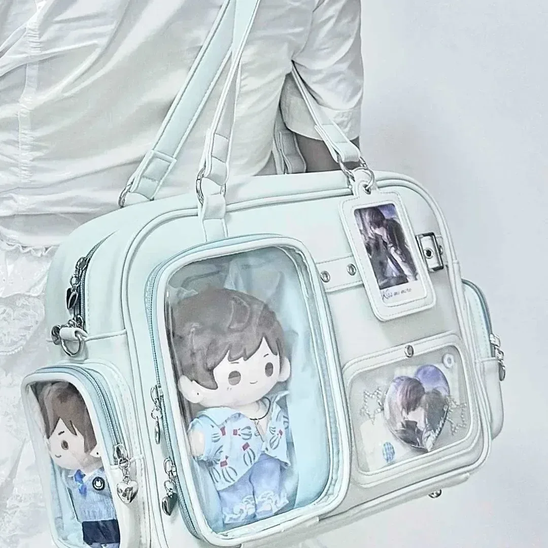 sac fourre-tout japonais, sac à bandoulière de concert à la mode, sac à dos pour étudiant, messager transparent multi-poches