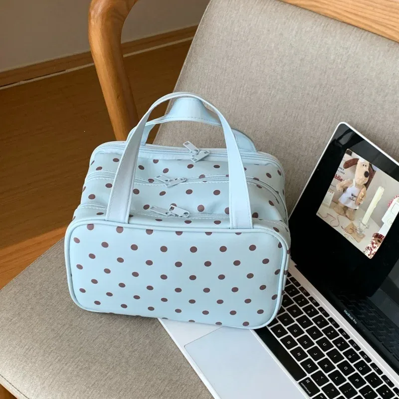 nouvelle trousse de rangement cosmétique portable à trois compartiments, grande capacité, trousse de toilette de voyage, trousse à maquillage à main pour femmes