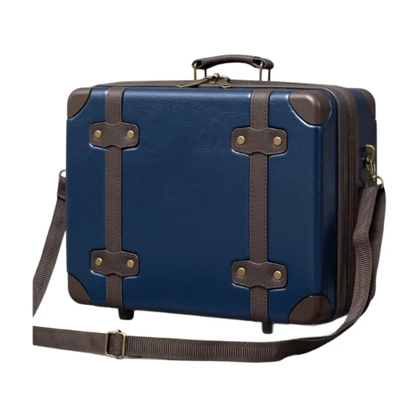 Trousse de maquillage vintage de 14 pouces pour femme – Trousse à cosmétiques portable avec bandoulière réglable, organisateur de voyage étanche