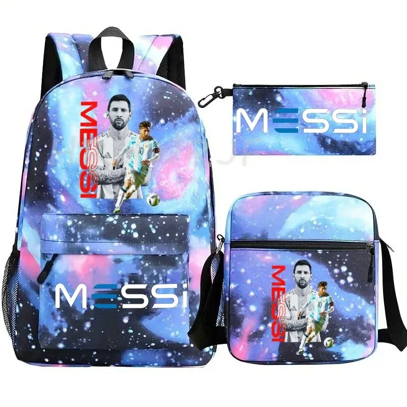 sac à dos de football messi imprimé, grande capacité, sacs d'école avec étui à stylos décontracté, sac à bandoulière, sac de sport no 10, sacs de voyage pour femmes et hommes