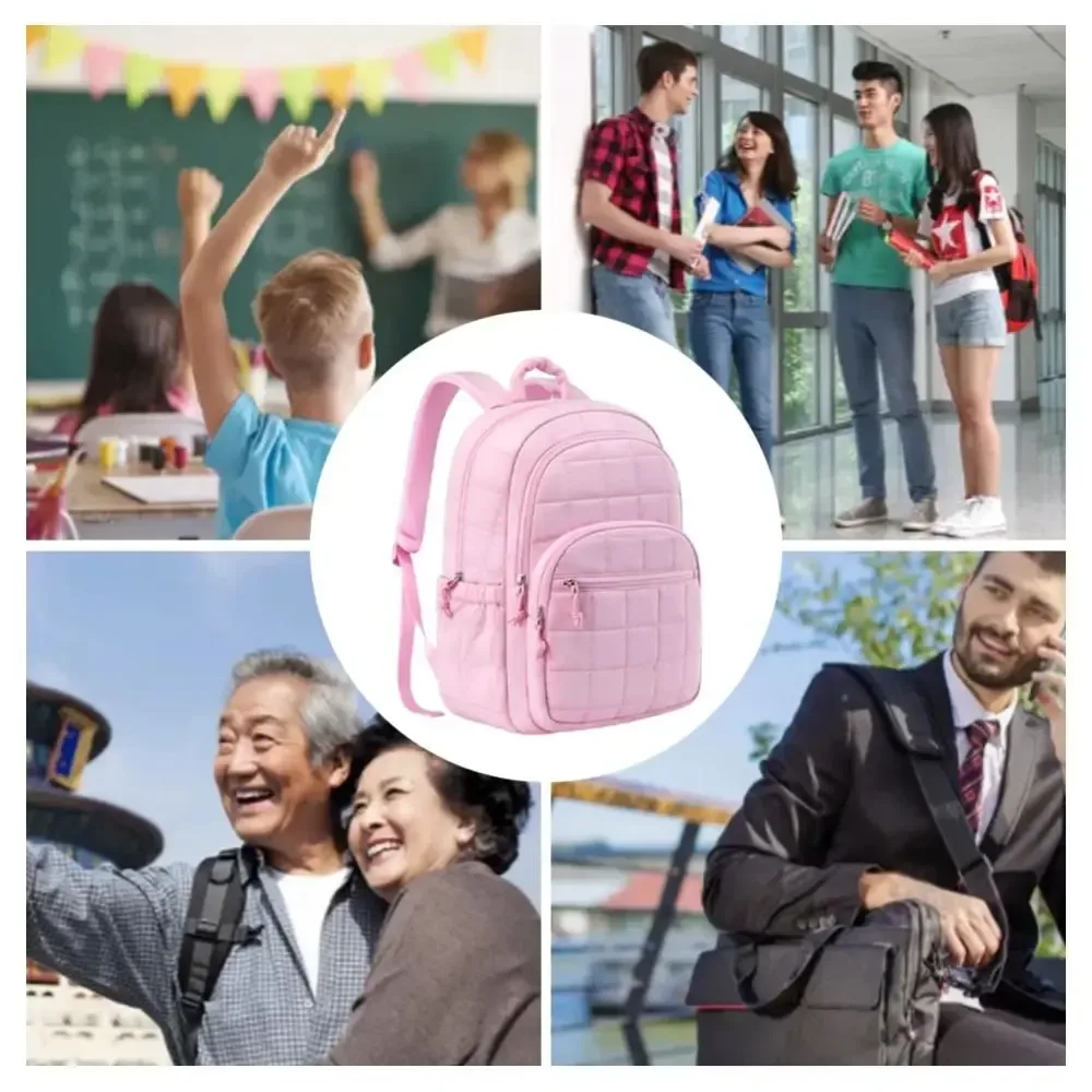 sac à dos de voyage créatif matelassé à carreaux, sac d'école tendance pour étudiants, couleur unie, bretelles réglables, sac à dos pour étudiants universitaires