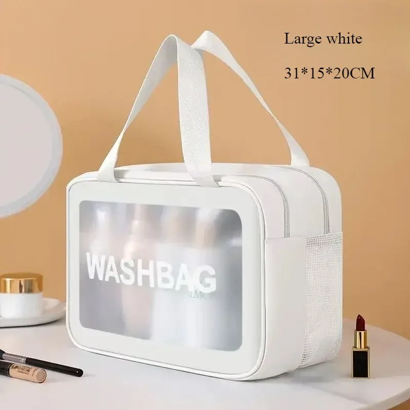 trousse de toilette grande capacité étanche avec séparation humide/sèche en pu givré double couche – sac de voyage maquillage et lavage – organisateur de salle de bain