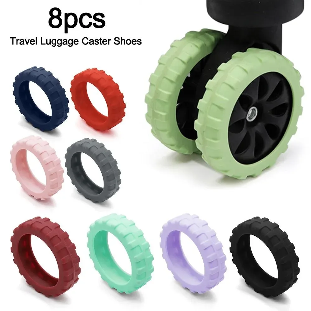 8 pièces/ensemble – Protège-roues de valise en silicone silencieux – Pièces de valise – Protection d'essieux et de roues pour bagages