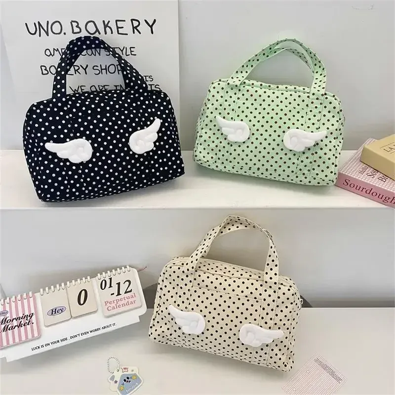 Grande trousse de maquillage avec ailes à pois, Adorable, étui de beauté de voyage, organisateur, cartable, cadeau pour filles