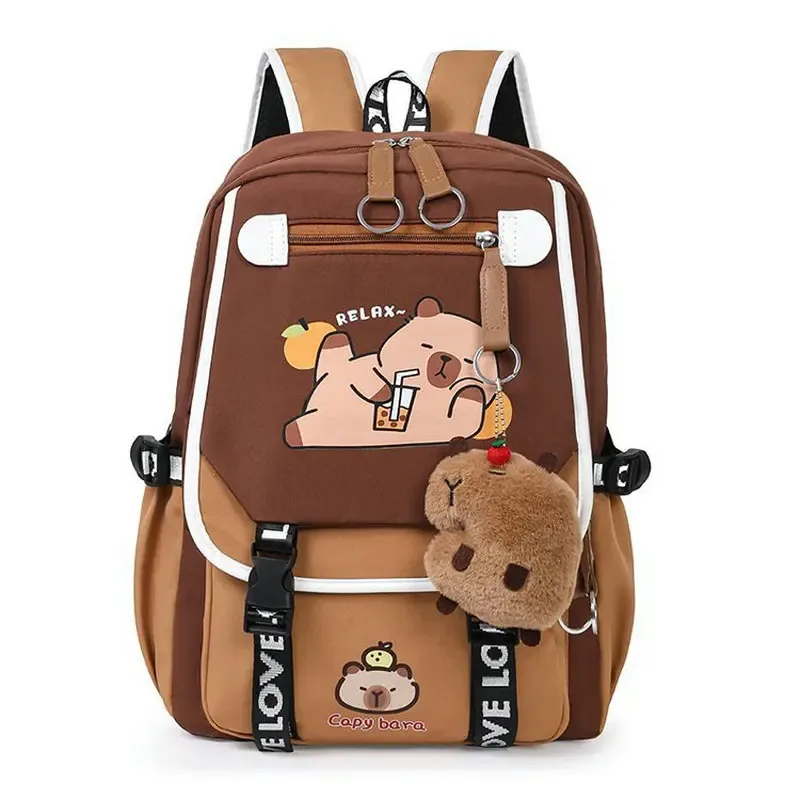 capybara sacs à dos cartable pour adolescent étanche filles garçons sac à dos femme sac de voyage bookbag mochila avec porte-clés en peluche