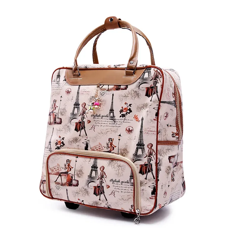 sac de voyage pour femmes, sac de voyage d'affaires sur roulettes, sacs à roulettes de grande capacité, valise rétro pour filles