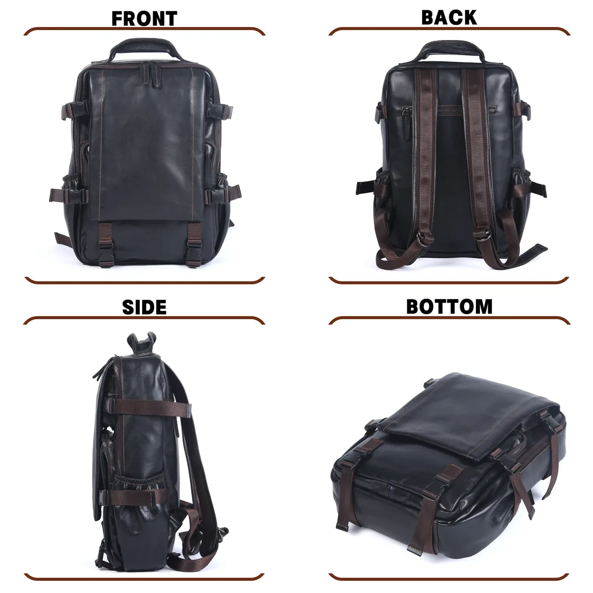 s.worker sac à dos décontracté en cuir véritable pour homme, grande capacité, sac de voyage pour ordinateur portable 15 pouces, sac d'école en cuir de vache, sac de week-end tendance