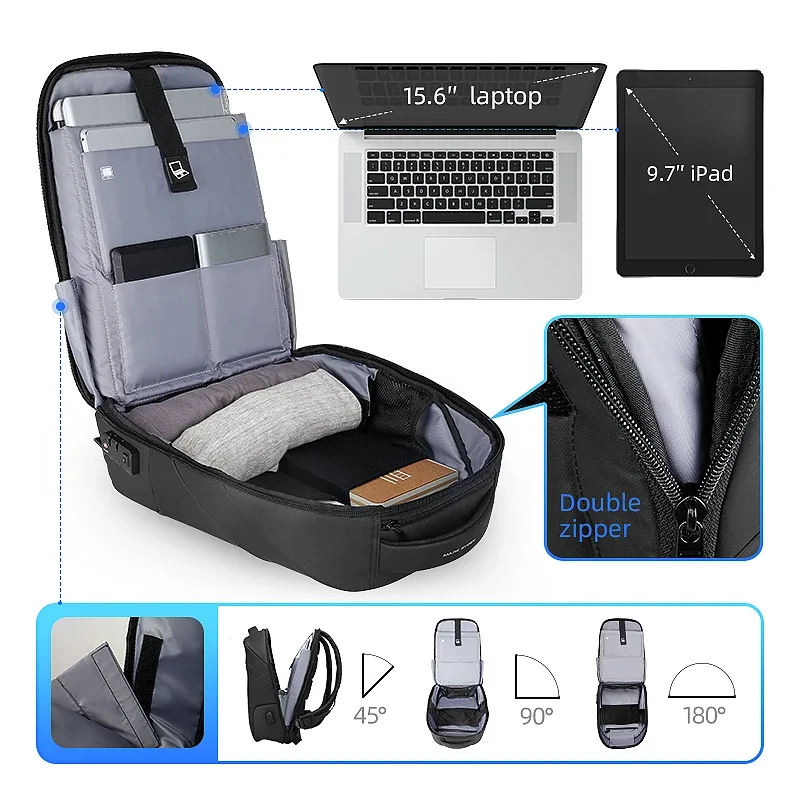 mark ryden-sac à dos étanche antivol pour homme, imperméable, sac pour ordinateur portable, sac d'école, sac de voyage, mode, tsa lock, 40*30*14, 15.6 pouces