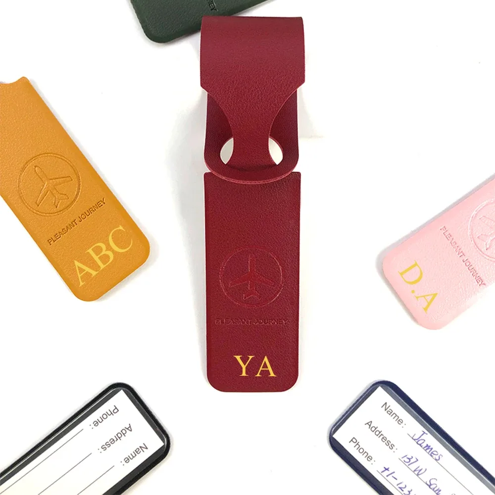 étiquette de bagage avec lettres personnalisées, petite adresse, avion, valise, identifiant, logo personnalisé, cadeau, accessoires de voyage