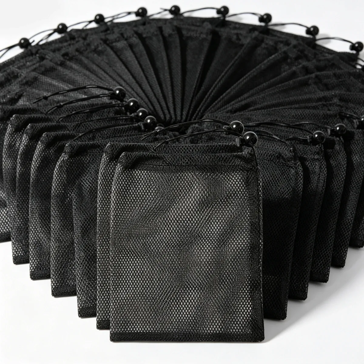 10 sacs de rangement en maille à cordon de serrage 30x40cm, pochettes organisatrices en nylon noir avec verrou de sécurité, polyvalents pour la maison, ZSY