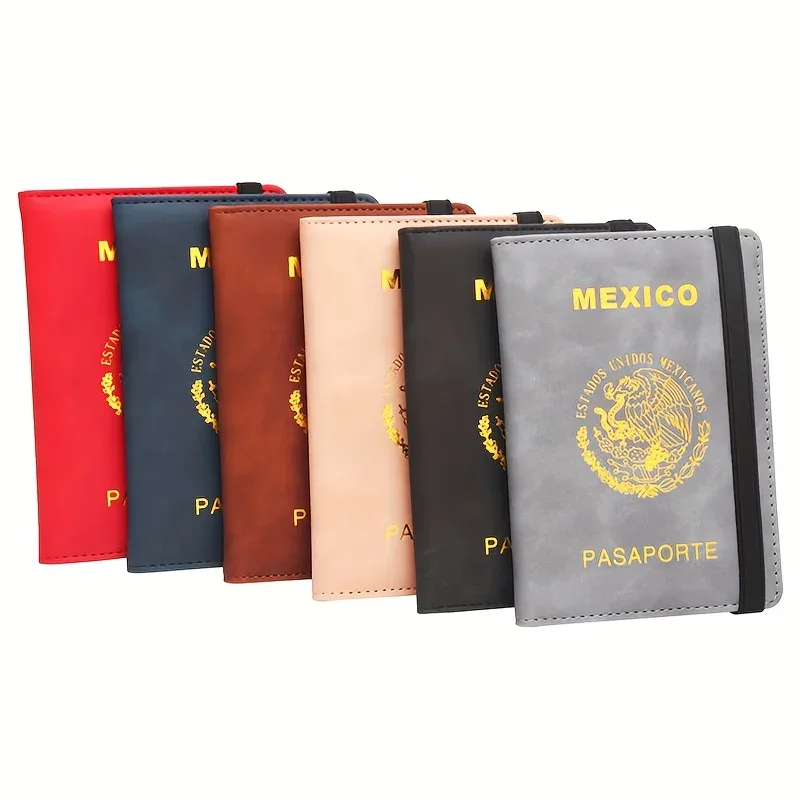 Porte-passeport pour voyage, femme/homme, portefeuille de passeport avec blocage RFID, emplacements pour cartes, housse de passeport RFID Mexique