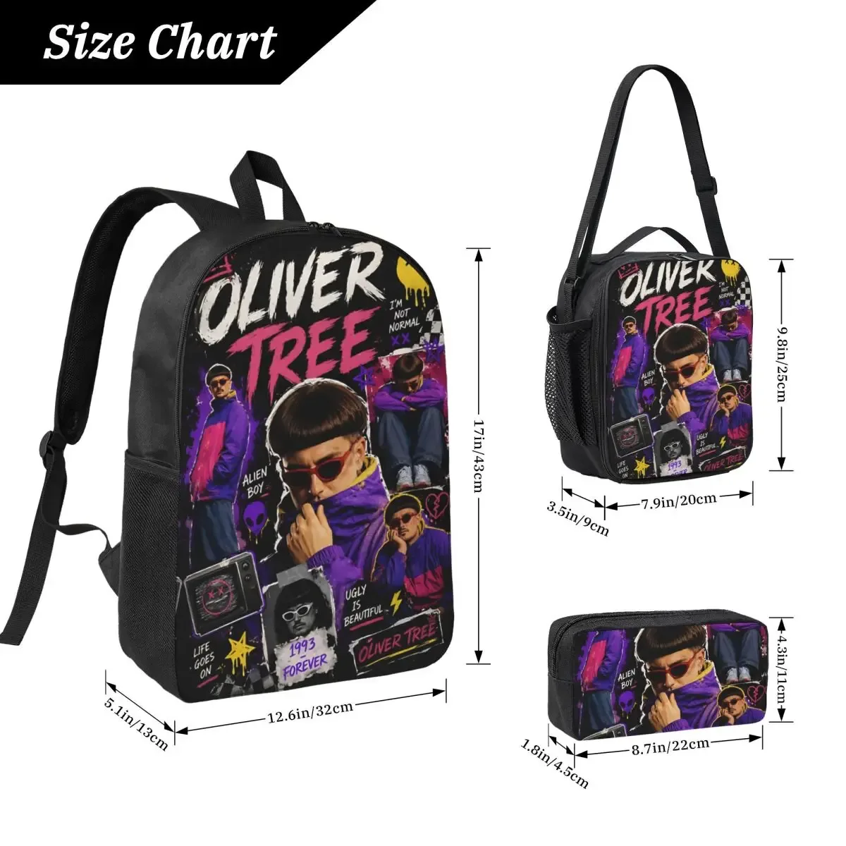 sac à dos commémoratif rip oliver tree pour adolescents, sac à dos pour ordinateur portable, sac à déjeuner, trousse à crayons, 3 pièces/ensemble