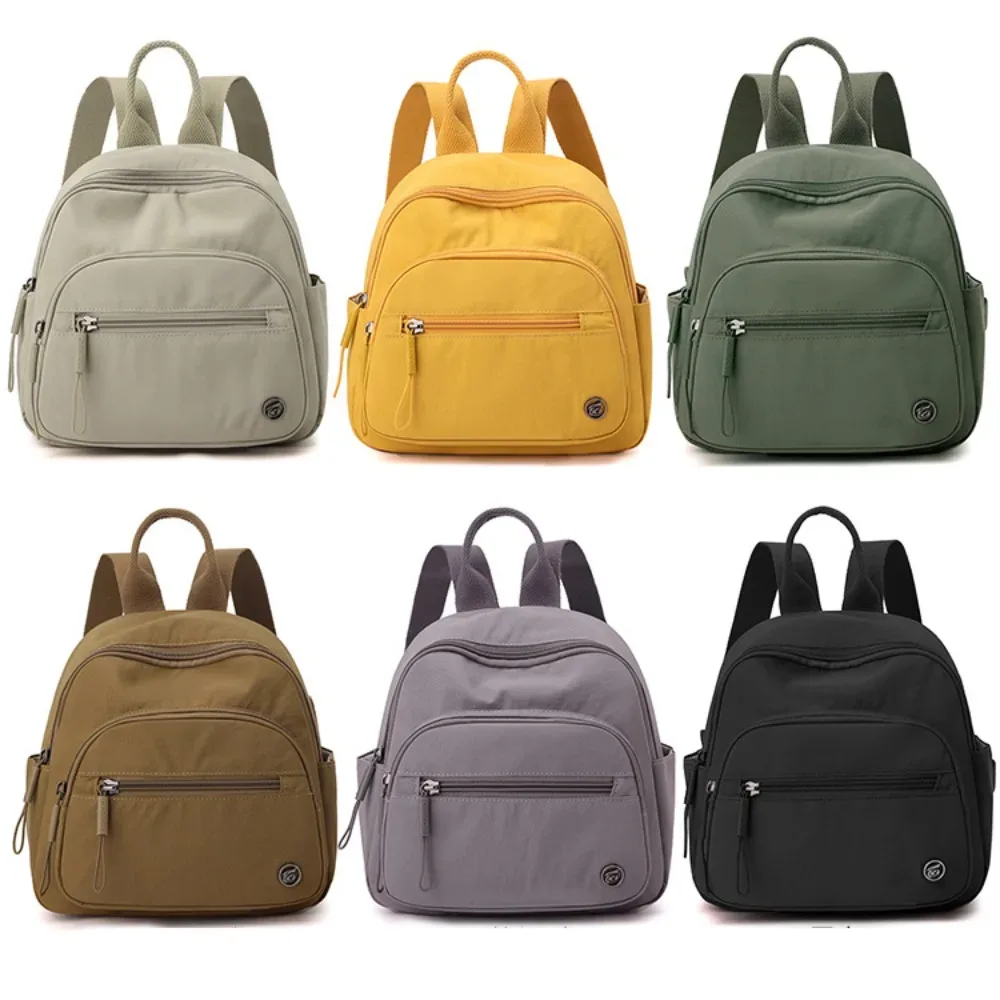 sac à dos décontracté en nylon de couleur unie, léger, à double fermeture éclair, sac à bandoulière de grande capacité, sac à dos de voyage