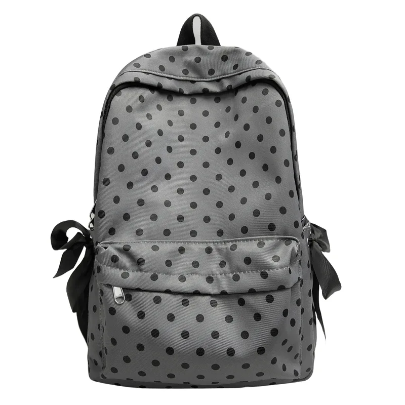 sacs à dos à pois pour femmes, sacs d'école à nœud de grande capacité pour adolescentes, sacs de loisirs ou de voyage en nylon doux, nouveau paquet de livres 2025