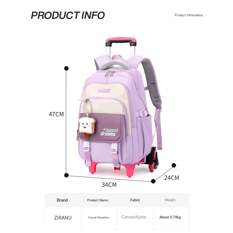 sacs à dos scolaires à roulettes sacs d'école pour filles sac à roulettes avec roues sac d'école orthopédique étanche sac à dos à roulettes pour étudiant