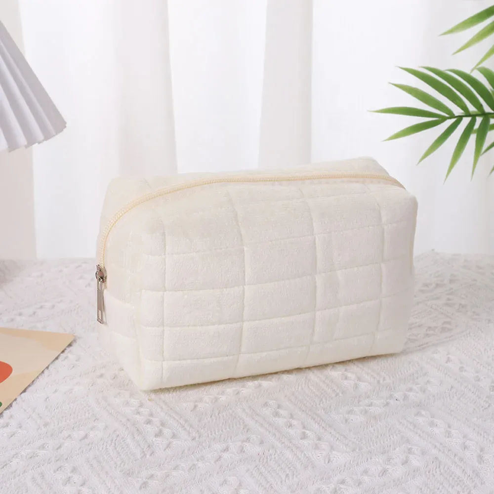 sac de rangement pour cosmétiques en velours grande capacité, trousse de toilette portable, petite trousse de maquillage pour usage quotidien et en voyage