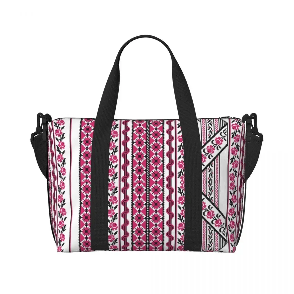 vyshyvanka – sac fourre-tout brodé pour femmes, fourre-tout coloré de style ukrainien, grande capacité, bohème, géométrique, pour salle de sport, plage, voyage
