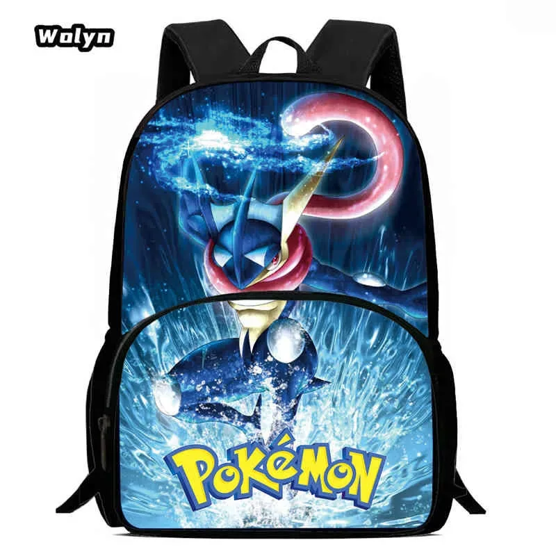 sac à dos scolaire pour enfants avec poche avant pour les 6-10 ans, sac d'école imprimé anime pokermom de grande capacité pour garçons et filles