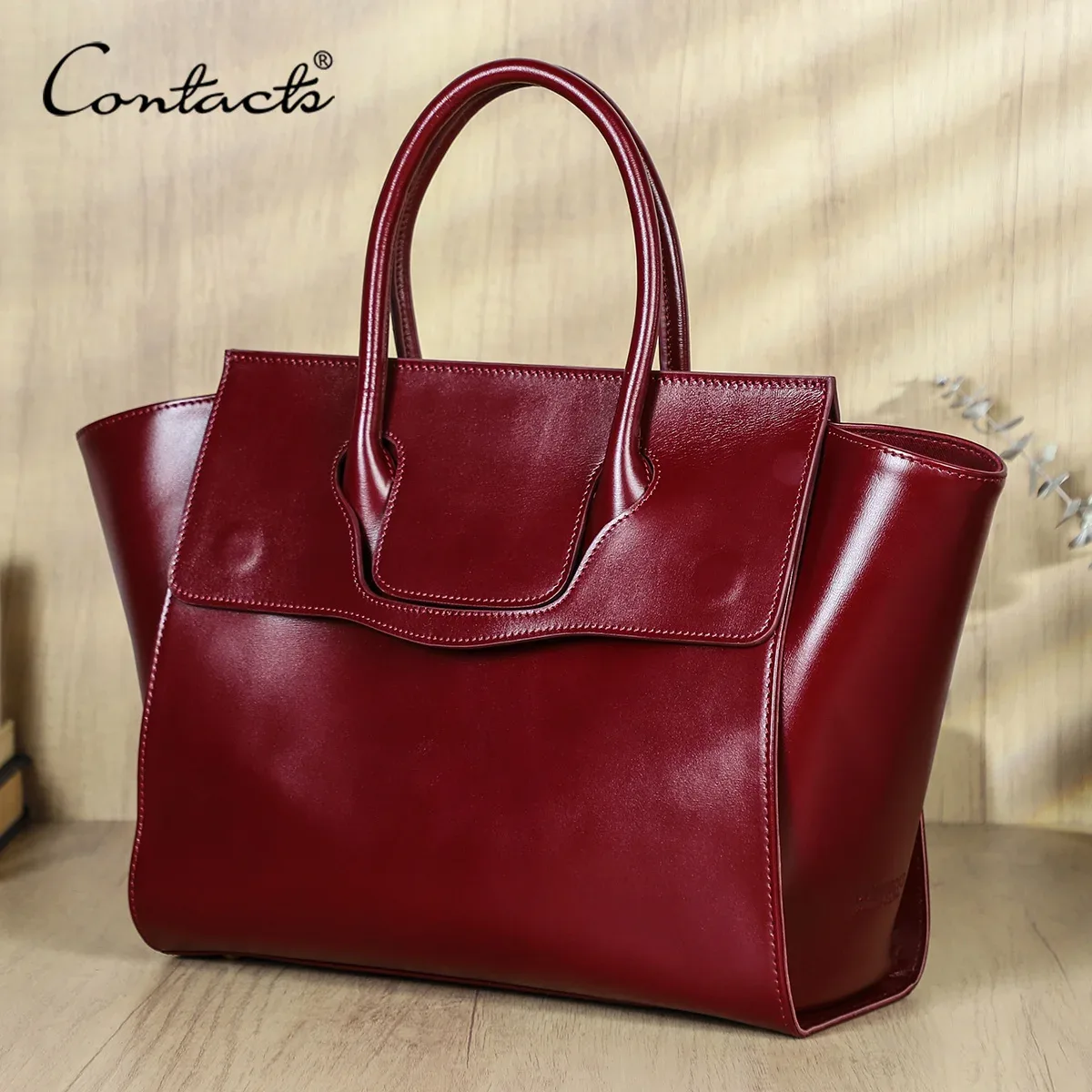contact's sacs d'affaires en cuir véritable pour femmes porte-documents rouge de luxe concepteur bureau dames 