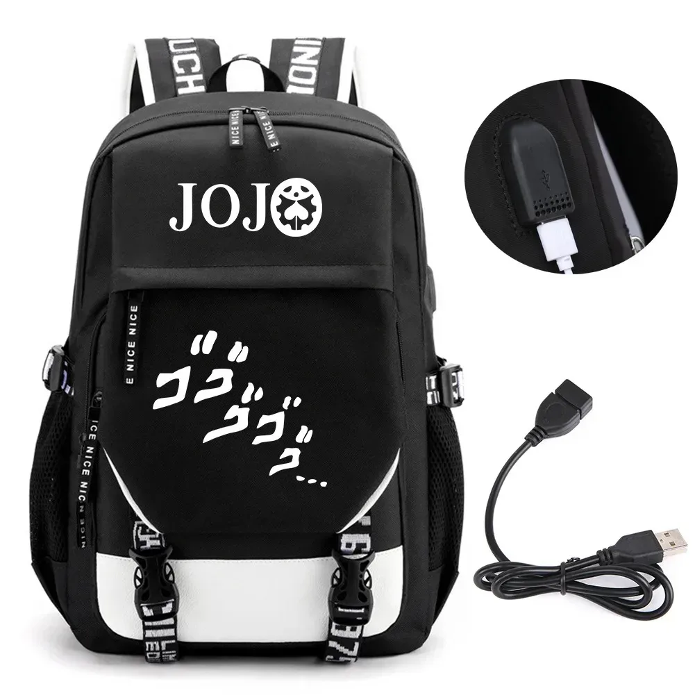 sac à dos de voyage pour ordinateur portable garçon et fille, chaîne anime jo jonathan joes killer golden experience, sacs à livres scolaires mochila, port usb