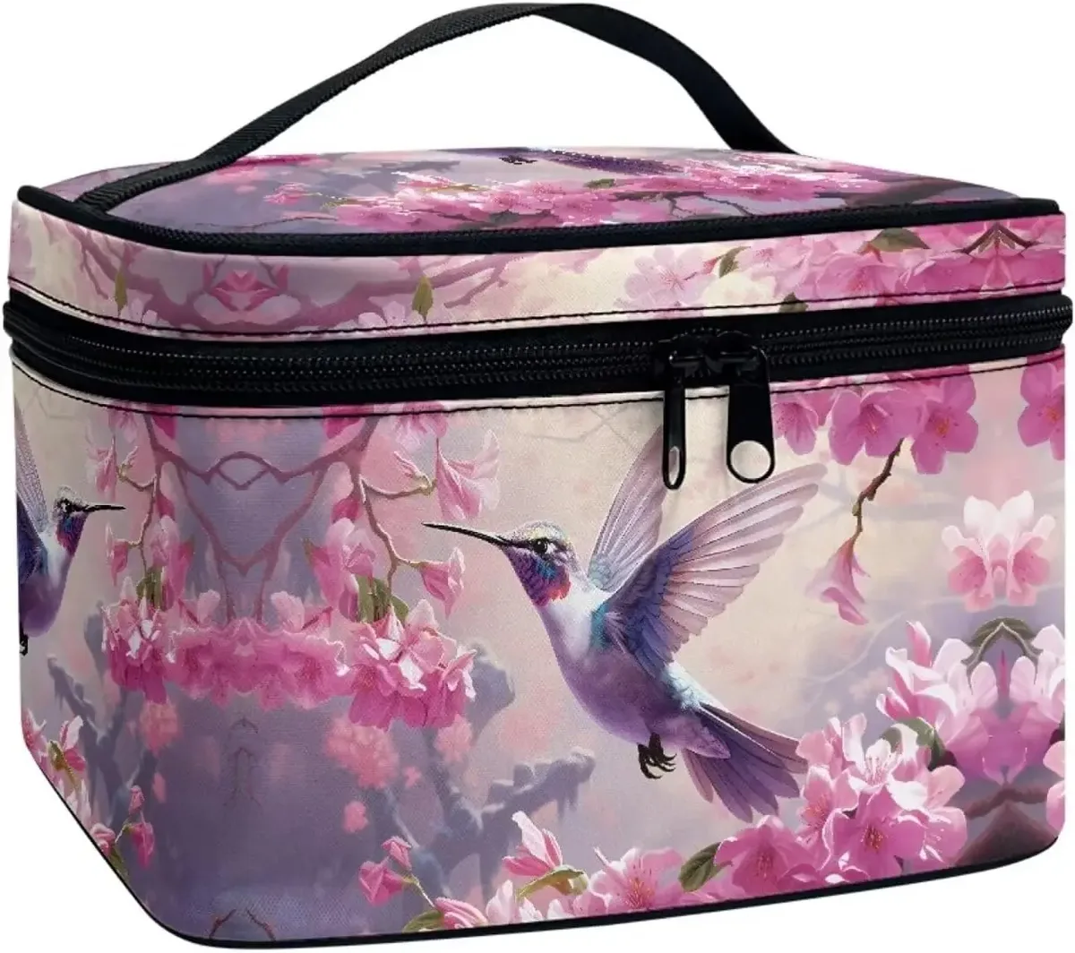 bronwn-trousse de maquillage portable avec fermeture à glissière, sac de toilette, fourre-tout pour cosmétiques, poudres imprimées, rétro, salle plus lente