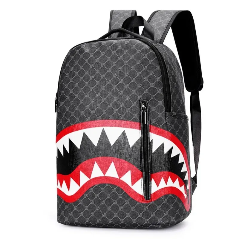 nouveau sac à dos double bandoulière décontracté pour homme, grande capacité, style requin, pour affaires, campus, école et voyage