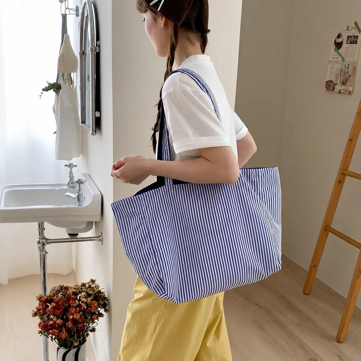 Sac fourre-tout réversible grande capacité, sac double face pour les voyages de loisirs, les cours universitaires et les trajets quotidiens