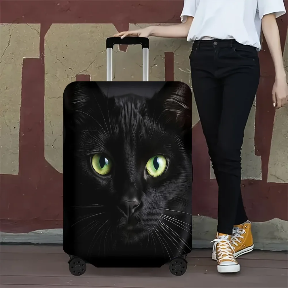 1 housse de bagage à motif chat noir. convient aux valises de 18 à 32 pouces ; protège efficacement votre valise.