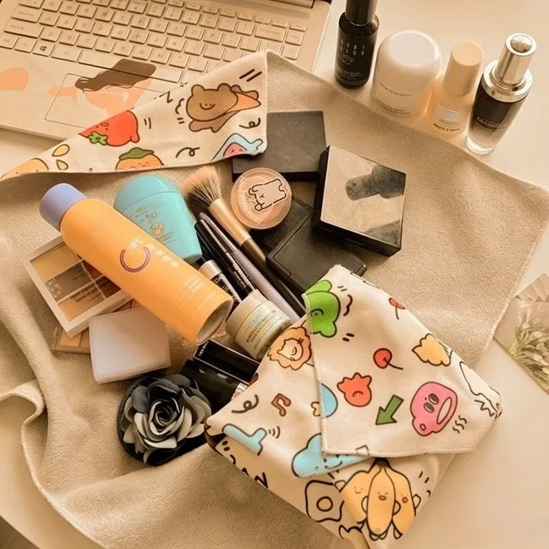 housse de protection réutilisable anti-rayures en tissu magique à motifs de dessins animés pour ipad et sac de rangement pour cosmétiques