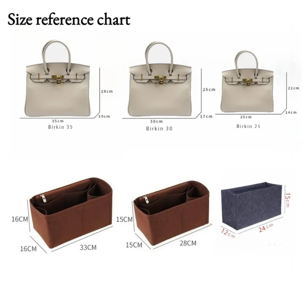 organisateur en feutre de qualité supérieure pour sac fourre-tout classique à poignée supérieure, sac intérieur de luxe pour sac à main, pochette de maintien avec fermeture éclair anti-affaissement