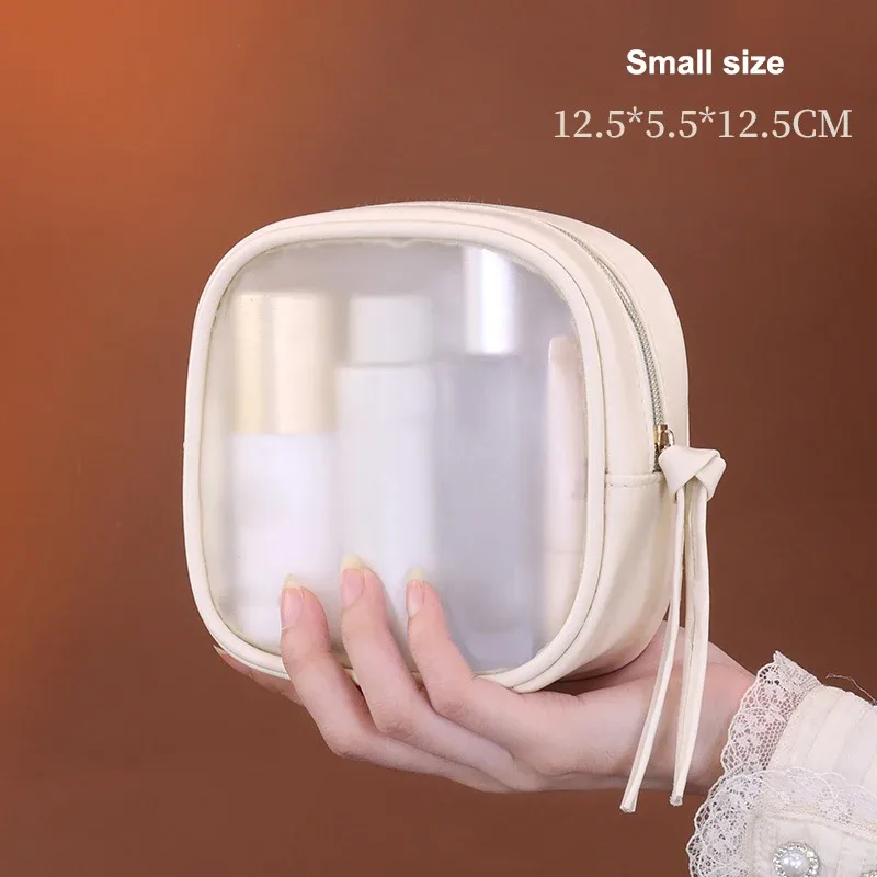 sac à cosmétiques de voyage transparent étanche de grande capacité, pochette de rangement de maquillage portable en pvc, trousse de toilette à fermeture éclair