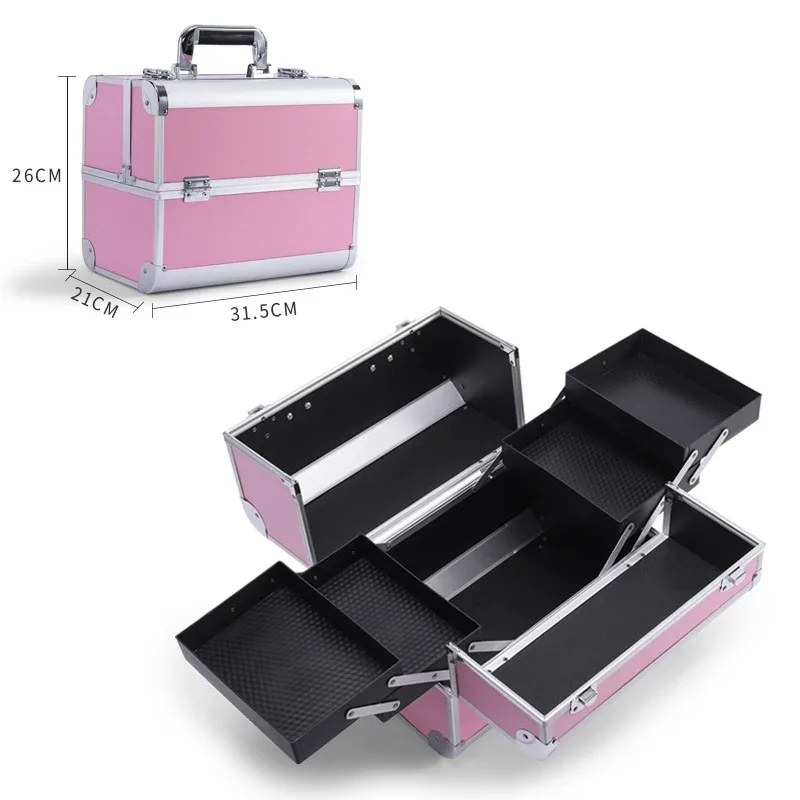 sac de maquillage extensible verrouillable, outils d'art des ongles en aluminium, boîte à cosmétiques, tiroirs multicouches, vernis à ongles, organisateur de rangement de manucure