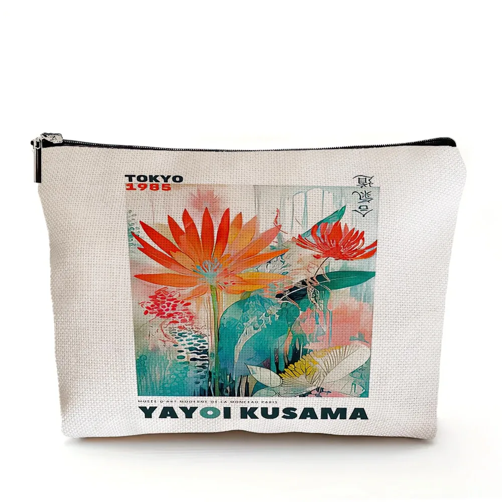 yayoi kusama dame sac à main de mariage sacs de maquillage art japonais fille sac cosmétique double impression femmes organisateur de voyage portefeuille enfant