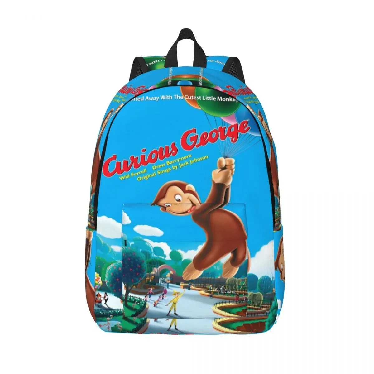 curious george monkey cartoon sac à dos pour hommes et femmes, décontracté, étudiant, travail, sac à dos, série tv, ordinateur portable, initié, extérieur