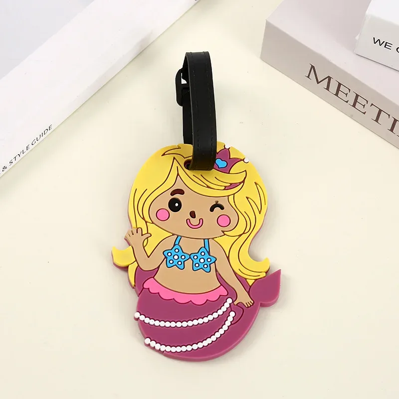 étiquette de bagage en silicone, 1 pièce, dessin animé mignon, animal créatif, étiquette de valise, nom d'identification, petit pendentif, accessoires de voyage