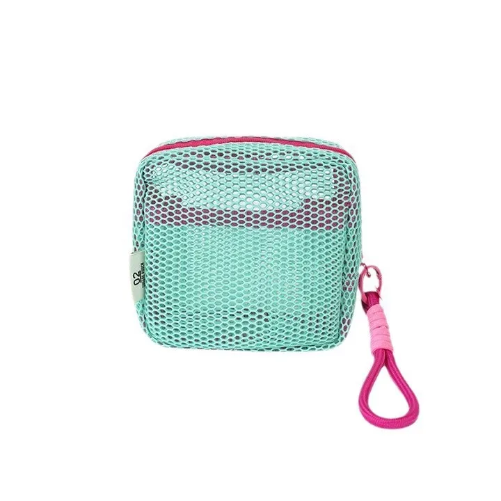 petite pochette de plage en maille transparente, trousse de toilette avec dragonne amovible, organiseur de voyage pour crème solaire, clés, câbles