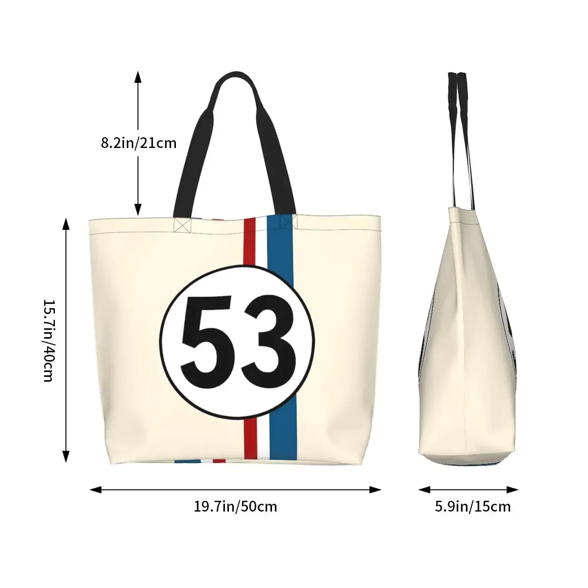 herbie numéro 53 sac fourre-tout de shopping toile grande capacité sacs à bandoulière shopper sac à main d'épicerie pour les femmes
