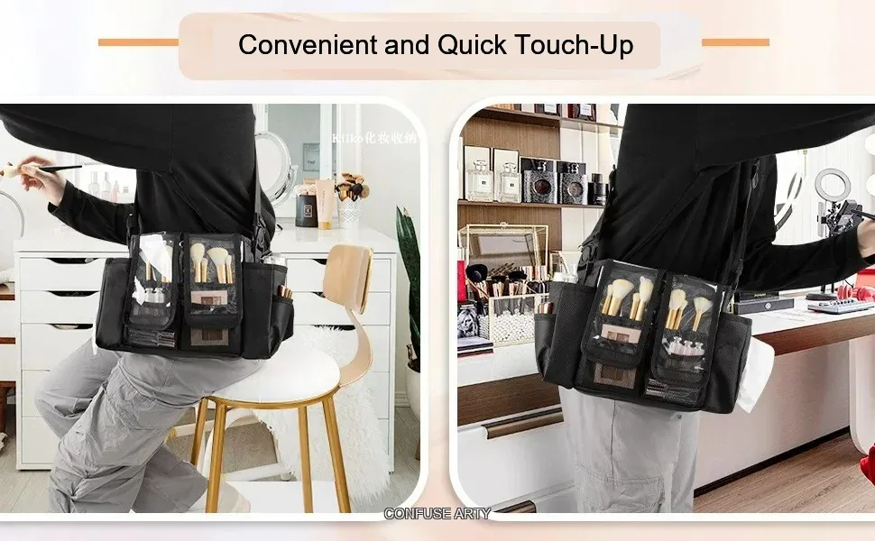 sac de taille de maquillage professionnel, organisateur cosmétique portable et étanche en cuir pu pour retarder la beauté