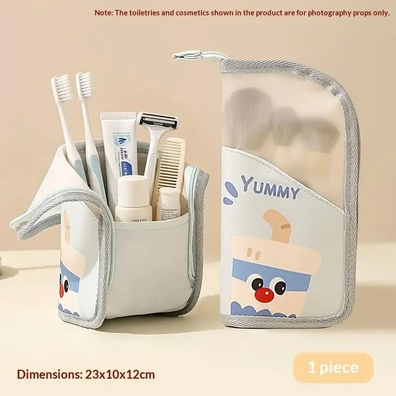 sac de rangement pour pinceaux de maquillage, motif dessin animé mignon, avec design transparent, grande capacité, parfait pour le maquillage quotidien et les voyages