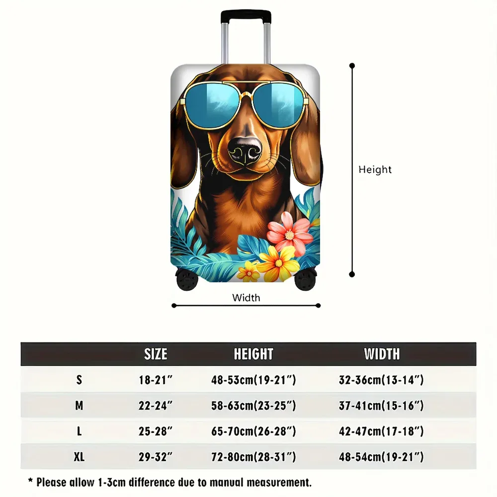 1 housse de bagage illustrée avec motif chien pour valises de 18 à 32 pouces ; accessoires de voyage anti-poussière et élastiques pour protéger efficacement vos bagages