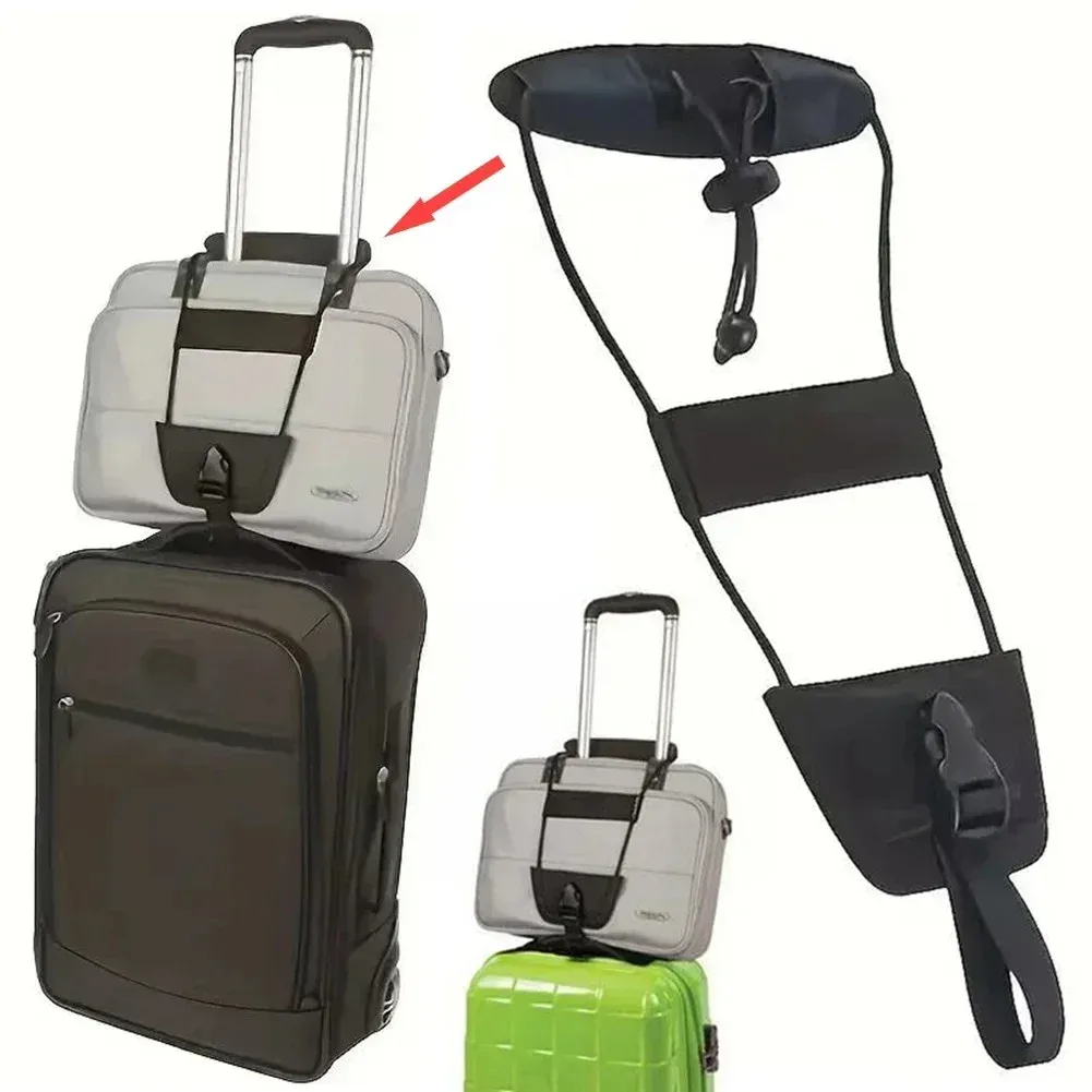 sangle de fixation multifonctionnelle en nylon noir pour bagages et sacs à dos, cordon extensible pour une fixation sécurisée des sacs
