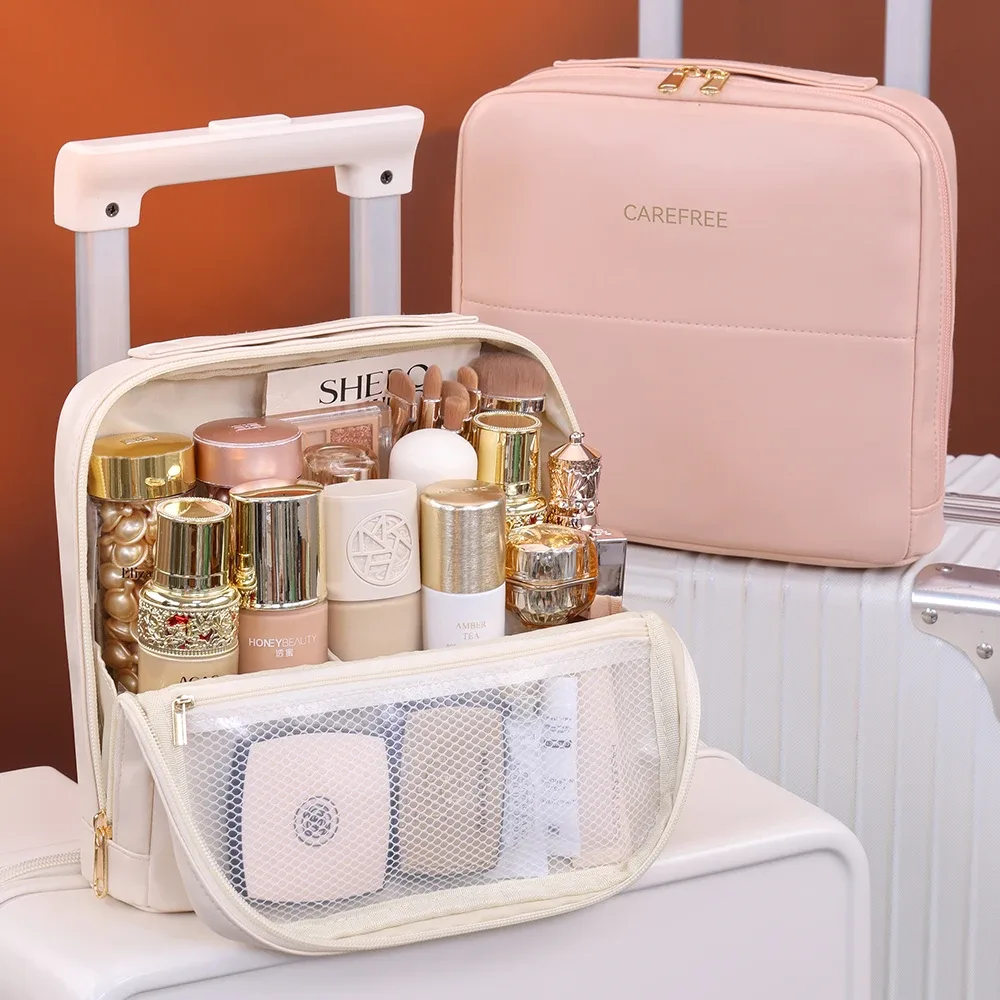 sac debout portable grande capacité voyage sac de rangement de toilette étanche pour brues outils cosmétiques organisateur de maquillage pour femmes